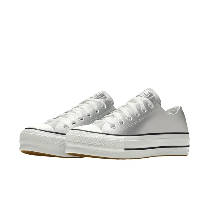 Converse Platforms Custom Chuck Taylor All Star Lift Platform Leather By You Silver 8211 MenWomen