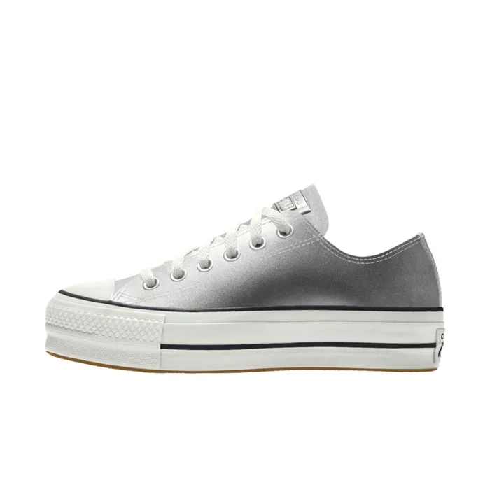 Converse Platforms Custom Chuck Taylor All Star Lift Platform Leather By You Silver 8211 MenWomen