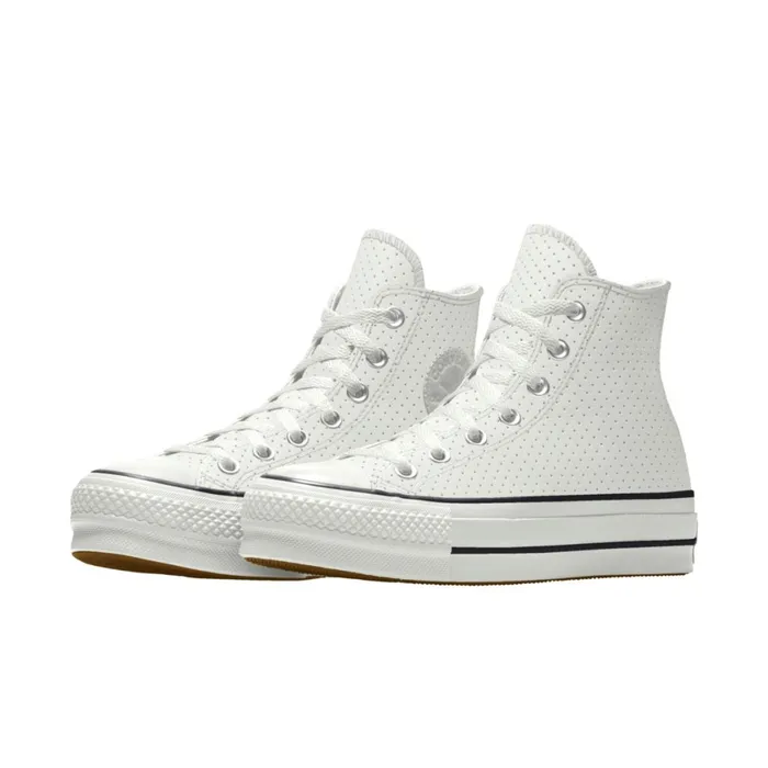 Converse Platforms Custom Chuck Taylor All Star Lift Platform Leather By You White Perforated 8211 MenWomen