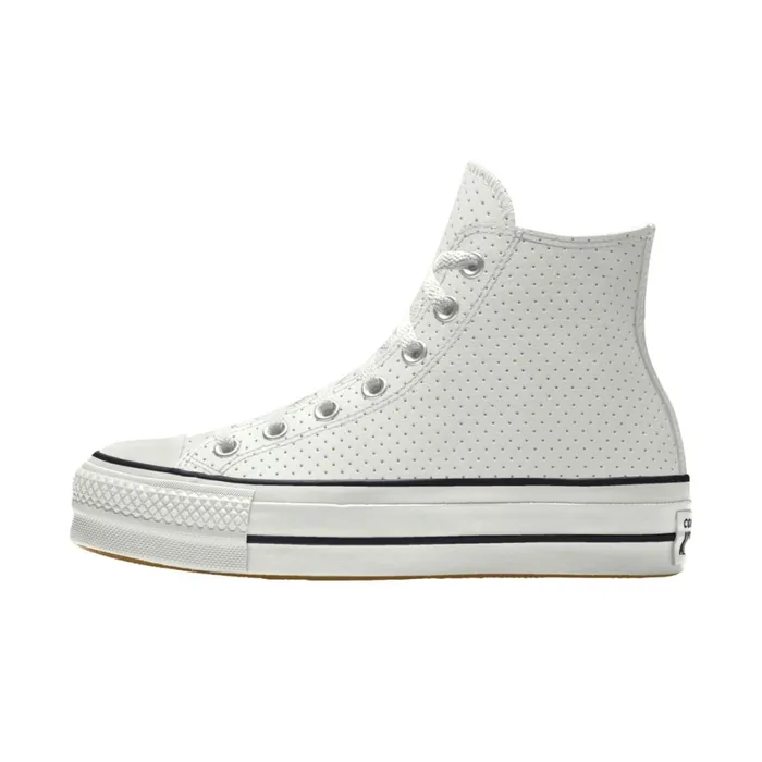 Converse Platforms Custom Chuck Taylor All Star Lift Platform Leather By You White Perforated 8211 MenWomen