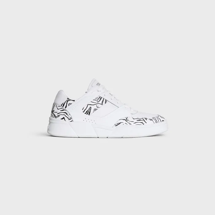 Ct07 Celine Trainer Low LaceUp Sneaker In Calfskin and Zebra Stamped Calfskin Optic White Black Men CELINE SNEAKERS Ct07 Celine Trainer Low LaceUp Sneaker In Calfskin and Zebra Stamped Calfskin Optic White Black Men CELINE SNEAKERS