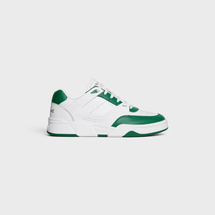 Ct07 Celine Trainer Low LaceUp Sneaker In Calfskin Optic Whitedark Green Men CELINE SNEAKERS Ct07 Celine Trainer Low LaceUp Sneaker In Calfskin Optic Whitedark Green Men CELINE SNEAKERS