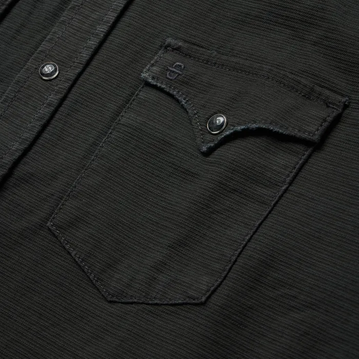Denim Shirts Men Stetson Charcoal Corded Denim Shirt Grey