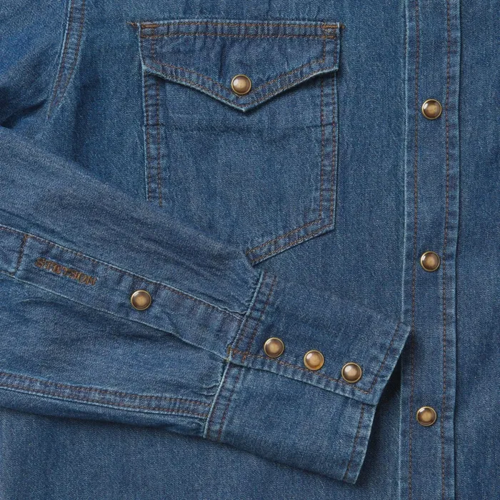 Denim Shirts Men Stetson Modern Denim Western Shirt Blue