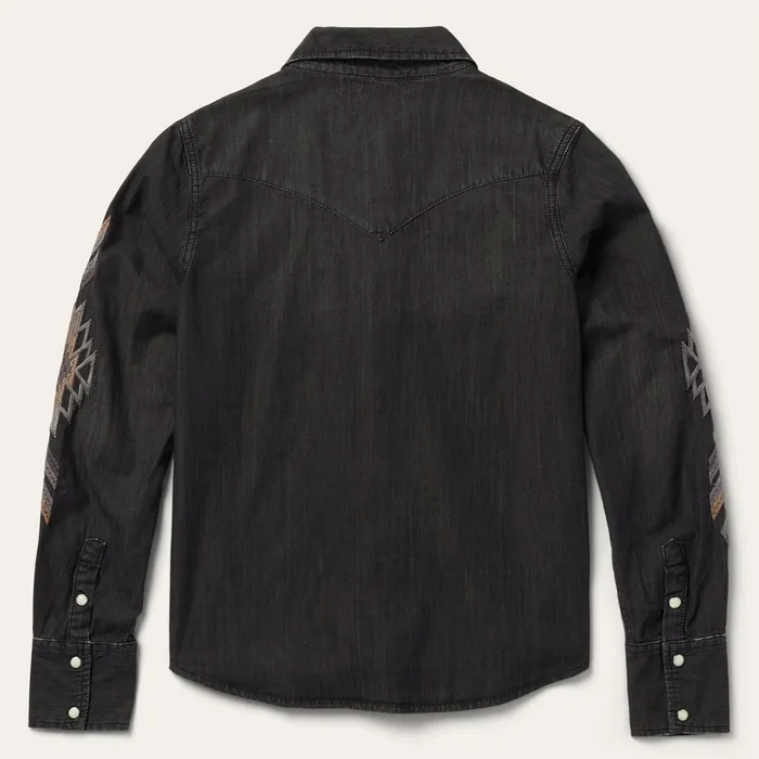 Denim Shirts Women Stetson Embroidered Black Denim Shirt Black