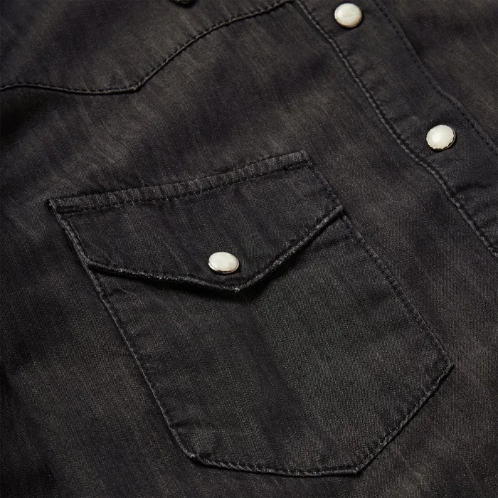 Denim Shirts Women Stetson Embroidered Black Denim Shirt Black