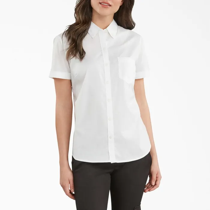 Dickies Button Up Womens ButtonUp Shirt White White wh 8211 Women