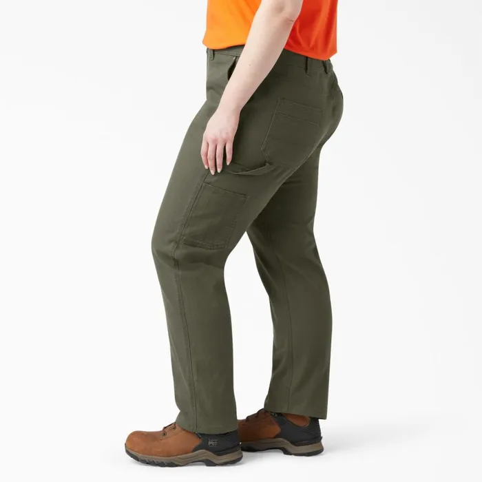 Dickies Carpenter Women039s Plus FLEX Relaxed Straight Fit Duck Carpenter Pants Rinsed Moss Green Rinsed Moss Green rms 8211 Women