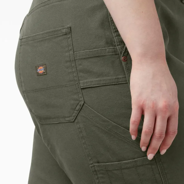 Dickies Carpenter Women039s Plus FLEX Relaxed Straight Fit Duck Carpenter Pants Rinsed Moss Green Rinsed Moss Green rms 8211 Women