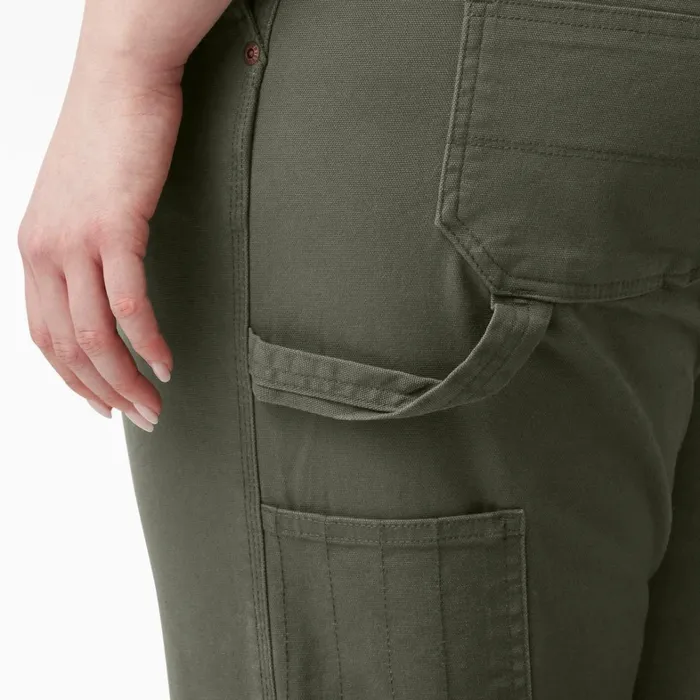 Dickies Carpenter Women039s Plus FLEX Relaxed Straight Fit Duck Carpenter Pants Rinsed Moss Green Rinsed Moss Green rms 8211 Women