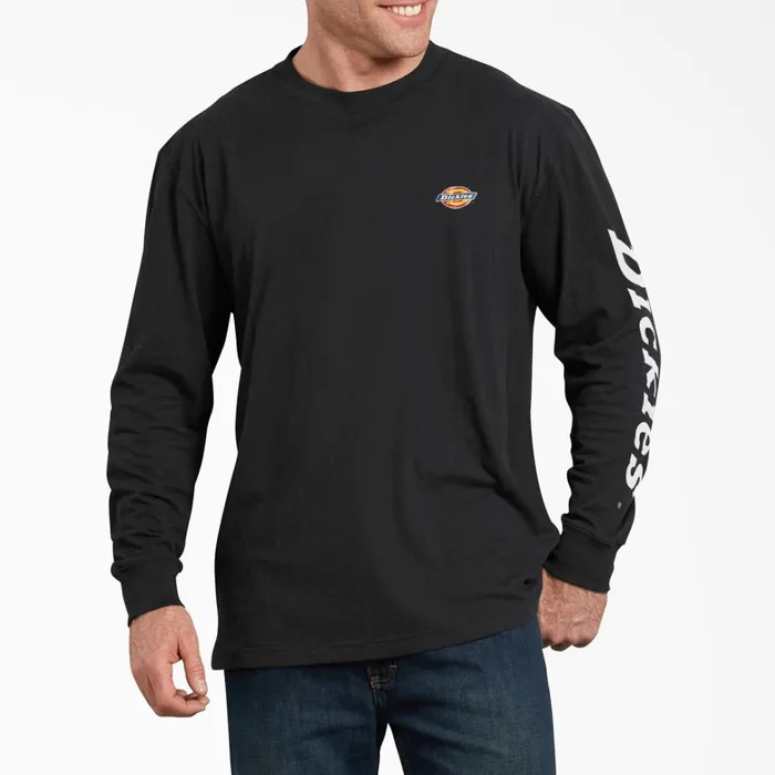 Dickies Long Sleeve TShirts LongSleeve Graphic TShirt Black Black bk 8211 Men