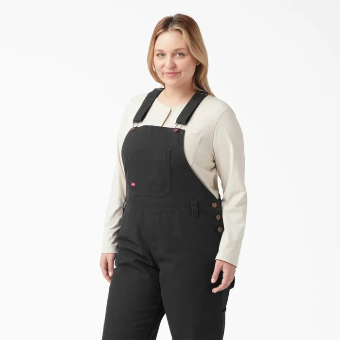 Dickies Overalls Women039s Plus Relaxed Fit Bib Overalls Rinsed Black Rinsed Black rbk 8211 Women