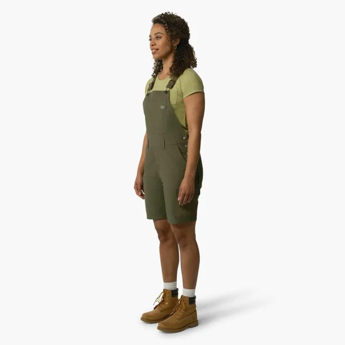 Dickies Shortalls Women039s Cooling Ripstop Bib Shortalls Rinsed Military Green Rinsed Military Green rml 8211 Women