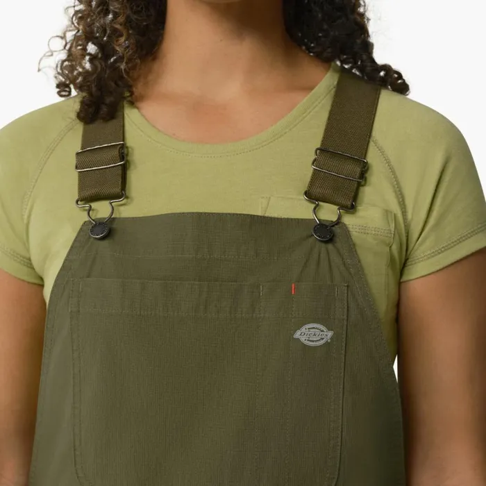 Dickies Shortalls Women039s Cooling Ripstop Bib Shortalls Rinsed Military Green Rinsed Military Green rml 8211 Women
