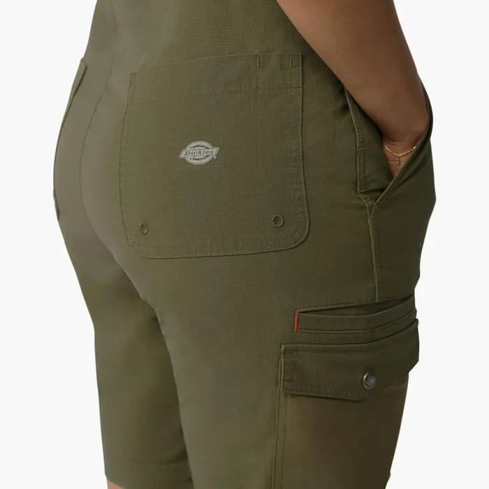 Dickies Shortalls Women039s Cooling Ripstop Bib Shortalls Rinsed Military Green Rinsed Military Green rml 8211 Women
