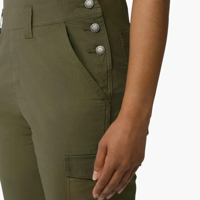 Dickies Shortalls Women039s Cooling Ripstop Bib Shortalls Rinsed Military Green Rinsed Military Green rml 8211 Women