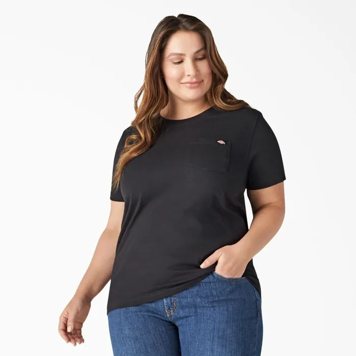 Dickies TShirts Women039s Plus Heavyweight Short Sleeve Pocket TShirt Black Black bk 8211 Women Dickies TShirts Women039s Plus Heavyweight Short Sleeve Pocket TShirt Black Black bk 8211 Women
