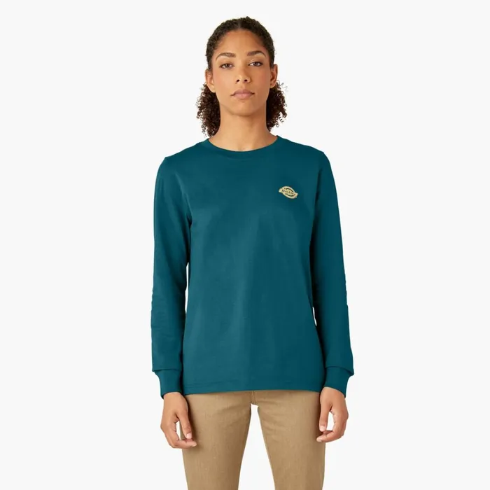 Dickies TShirts Womens Long Sleeve Heavyweight Graphic TShirt Deep Lagoon Deep Lagoon dgn 8211 Women Dickies TShirts Womens Long Sleeve Heavyweight Graphic TShirt Deep Lagoon Deep Lagoon dgn 8211 Women
