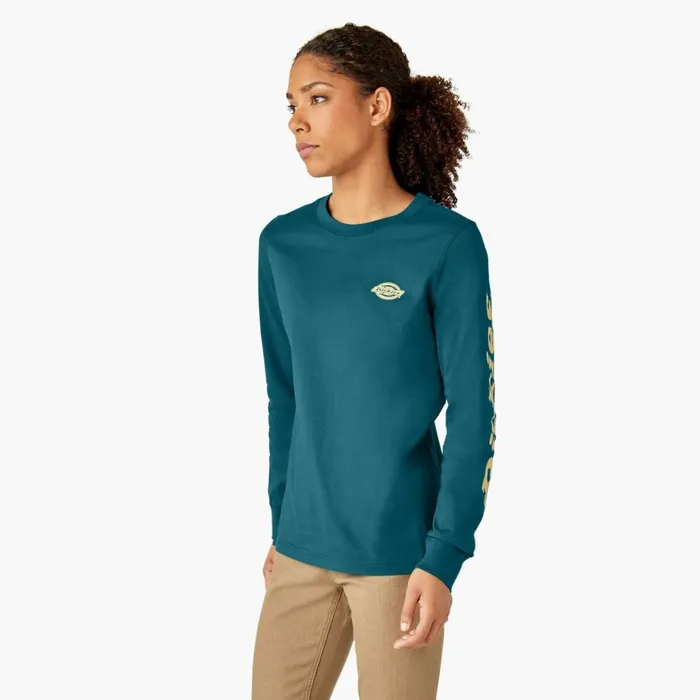 Dickies TShirts Womens Long Sleeve Heavyweight Graphic TShirt Deep Lagoon Deep Lagoon dgn 8211 Women Dickies TShirts Womens Long Sleeve Heavyweight Graphic TShirt Deep Lagoon Deep Lagoon dgn 8211 Women