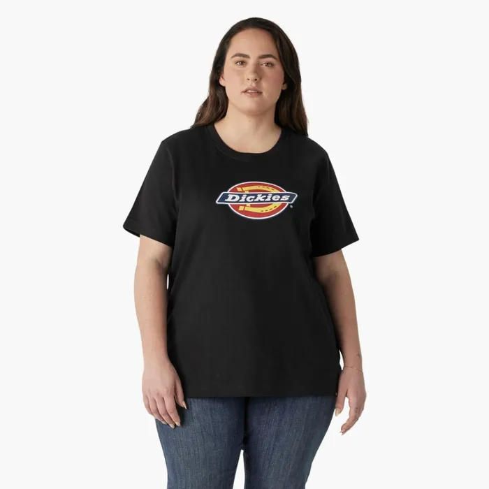 Dickies Tops Women039s Plus Heavyweight Logo TShirt Black Black kbk 8211 Women