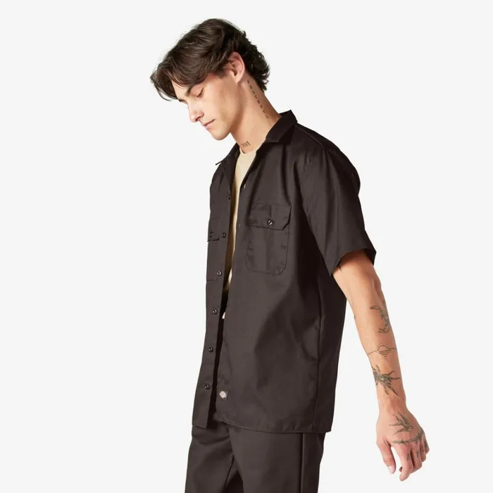 Dickies Work Shirts Short Sleeve Work Shirt Dark Brown Dark Brown db 8211 Men