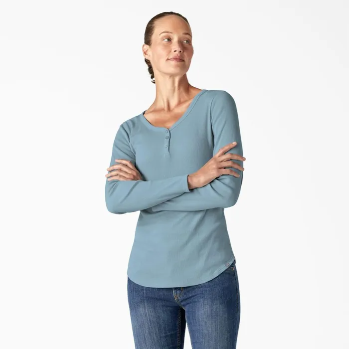 Dickies Work Tops Women039s Henley Long Sleeve Shirt Clear Blue Clear Blue eu 8211 Women Dickies Work Tops Women039s Henley Long Sleeve Shirt Clear Blue Clear Blue eu 8211 Women