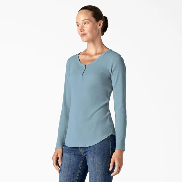 Dickies Work Tops Women039s Henley Long Sleeve Shirt Clear Blue Clear Blue eu 8211 Women Dickies Work Tops Women039s Henley Long Sleeve Shirt Clear Blue Clear Blue eu 8211 Women