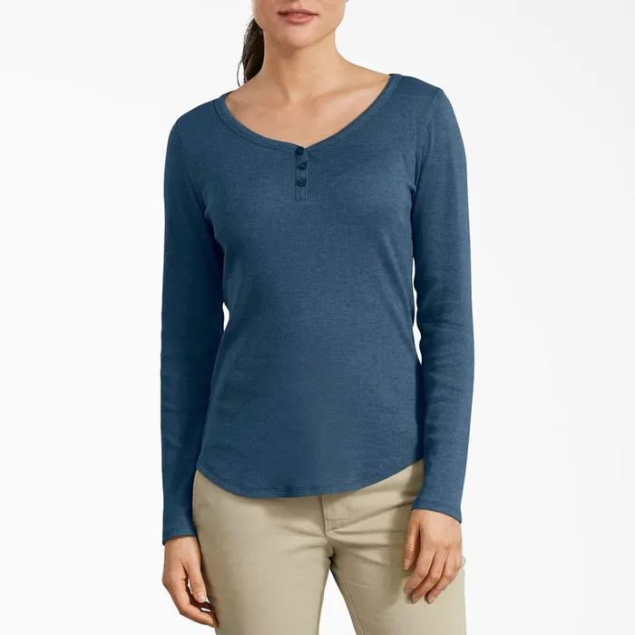 Dickies Work Tops Women039s Henley Long Sleeve Shirt Dark Denim Blue Dark Denim Blue dmd 8211 Women Dickies Work Tops Women039s Henley Long Sleeve Shirt Dark Denim Blue Dark Denim Blue dmd 8211 Women