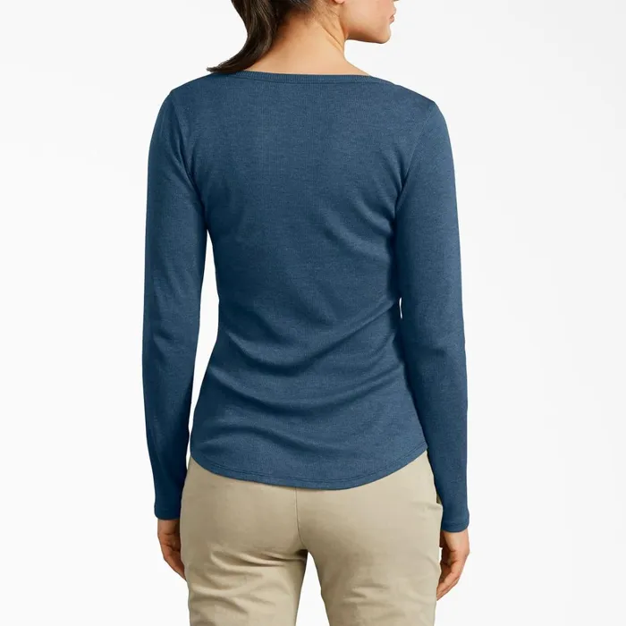Dickies Work Tops Women039s Henley Long Sleeve Shirt Dark Denim Blue Dark Denim Blue dmd 8211 Women