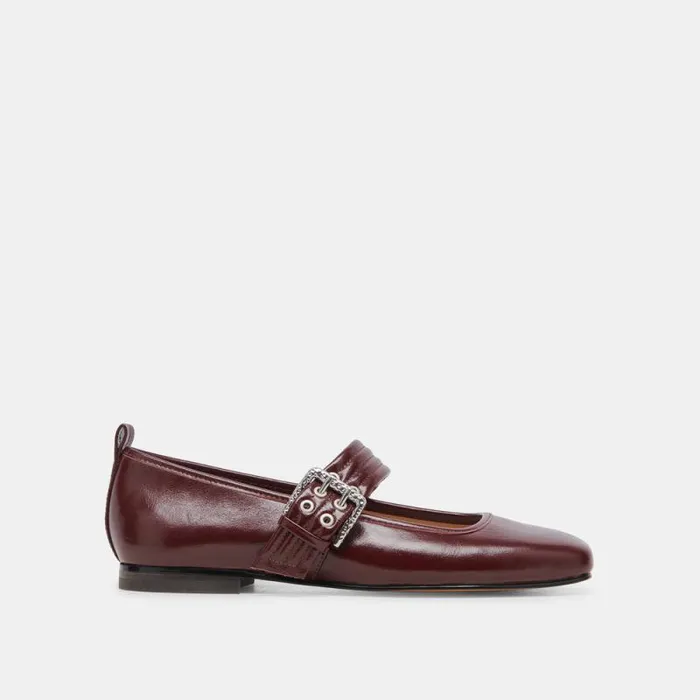 Dolce Vita Arora Ballet Flats Burgundy Crinkle Patent Women Flats and Loafers