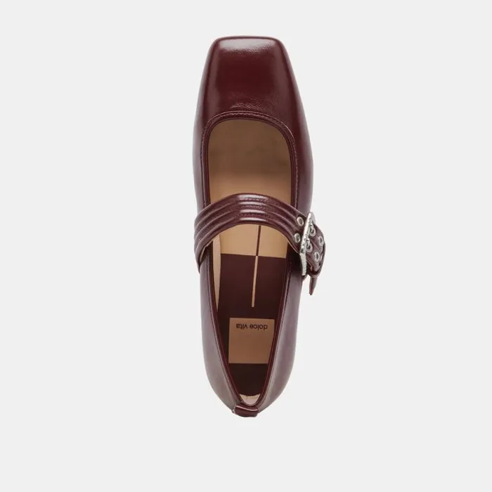 Dolce Vita Arora Ballet Flats Burgundy Crinkle Patent Women Flats and Loafers