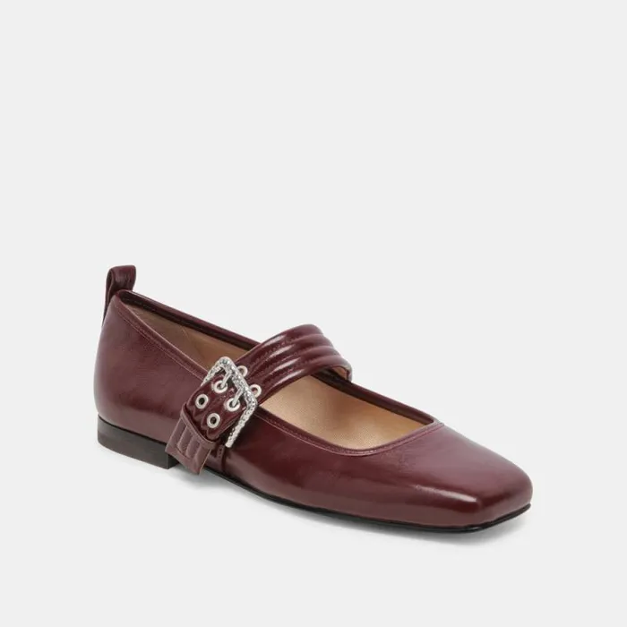 Dolce Vita Arora Ballet Flats Burgundy Crinkle Patent Women Flats and Loafers