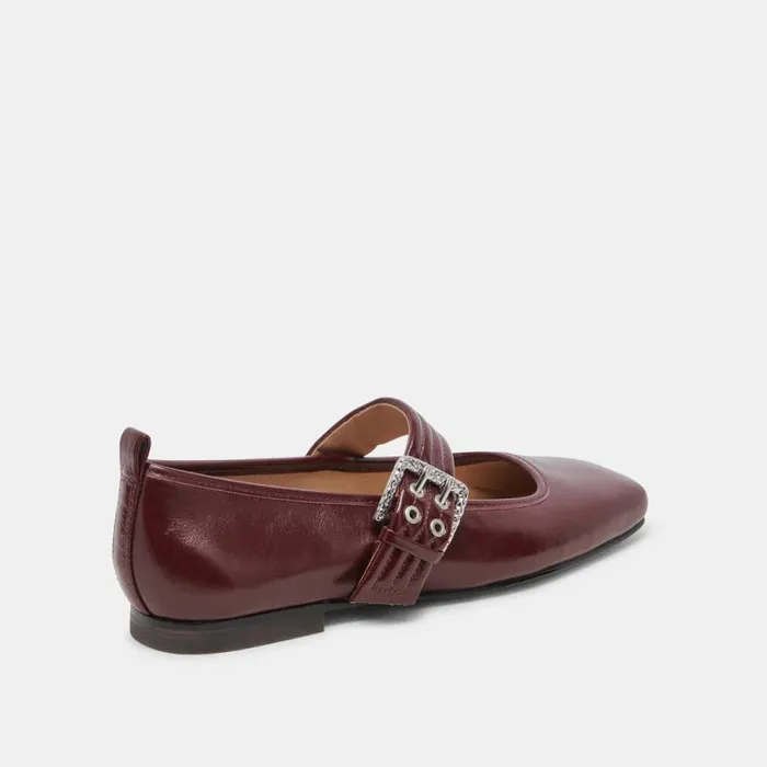 Dolce Vita Arora Ballet Flats Burgundy Crinkle Patent Women Flats and Loafers