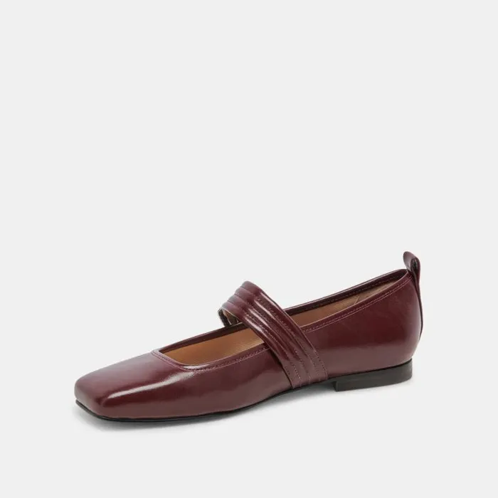 Dolce Vita Arora Ballet Flats Burgundy Crinkle Patent Women Flats and Loafers