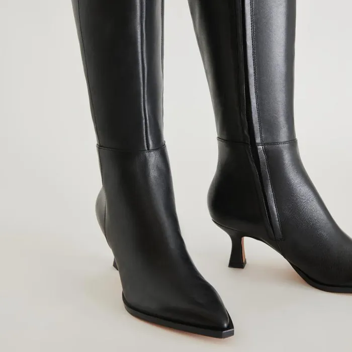 Dolce Vita Auggie Boots Black Leather Women Boots and Booties