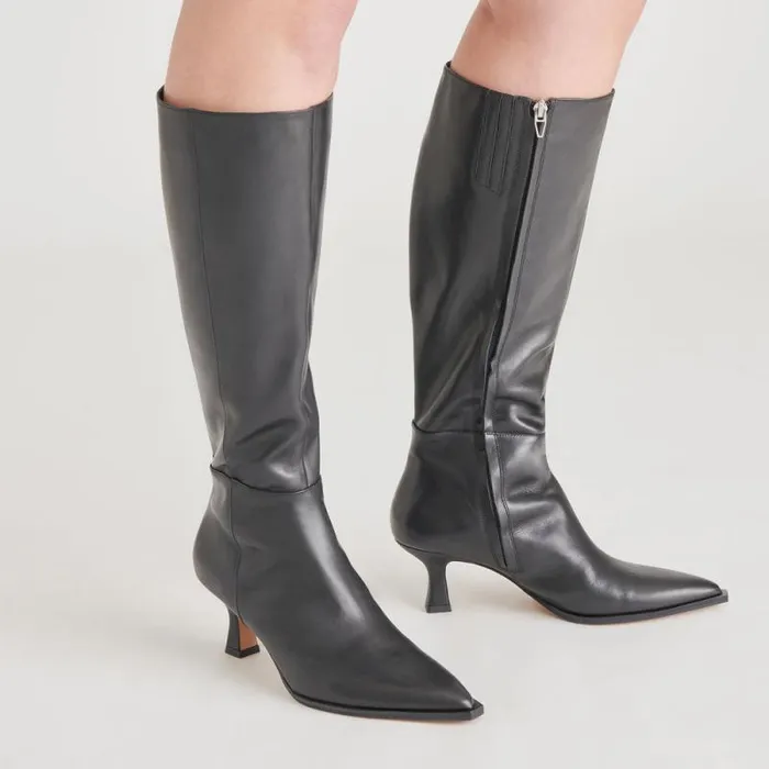 Dolce Vita Auggie Boots Black Leather Women Boots and Booties