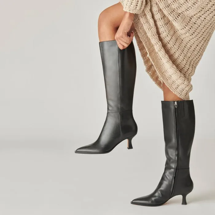 Dolce Vita Auggie Boots Black Leather Women Boots and Booties