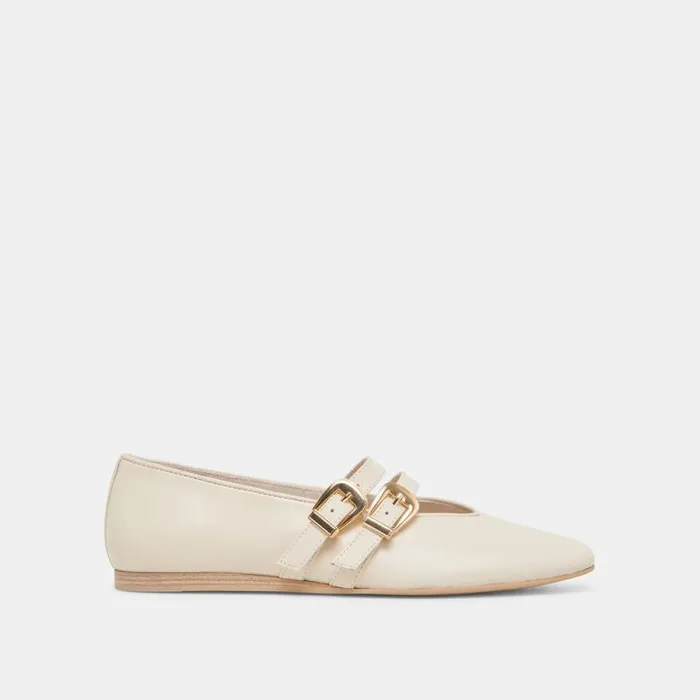 Dolce Vita Baylee Ballet Flats Ivory Leather Women Flats and Loafers