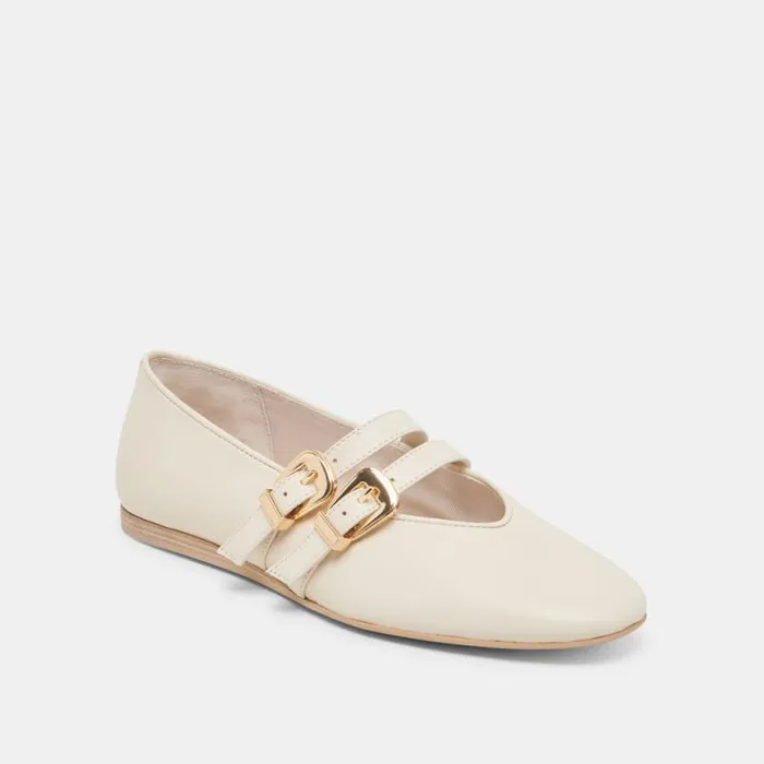 Dolce Vita Baylee Ballet Flats Ivory Leather Women Flats and Loafers