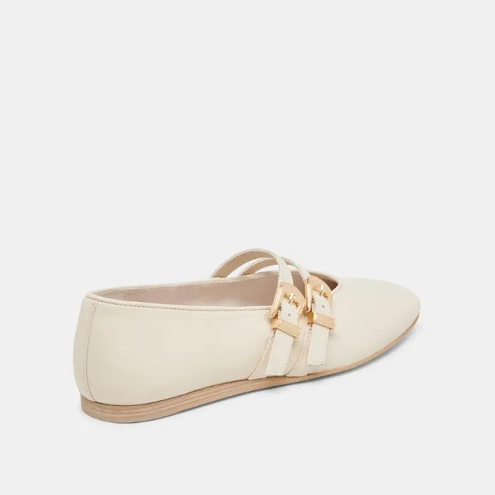 Dolce Vita Baylee Ballet Flats Ivory Leather Women Flats and Loafers