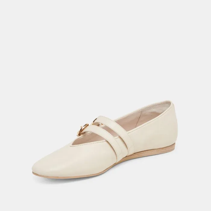 Dolce Vita Baylee Ballet Flats Ivory Leather Women Flats and Loafers