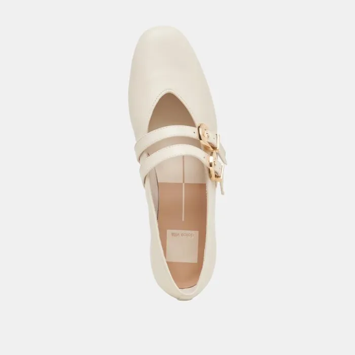 Dolce Vita Baylee Ballet Flats Ivory Leather Women Flats and Loafers