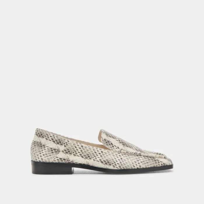 Dolce Vita Beny Flats Grey White Snake Embossed Women Flats and Loafers