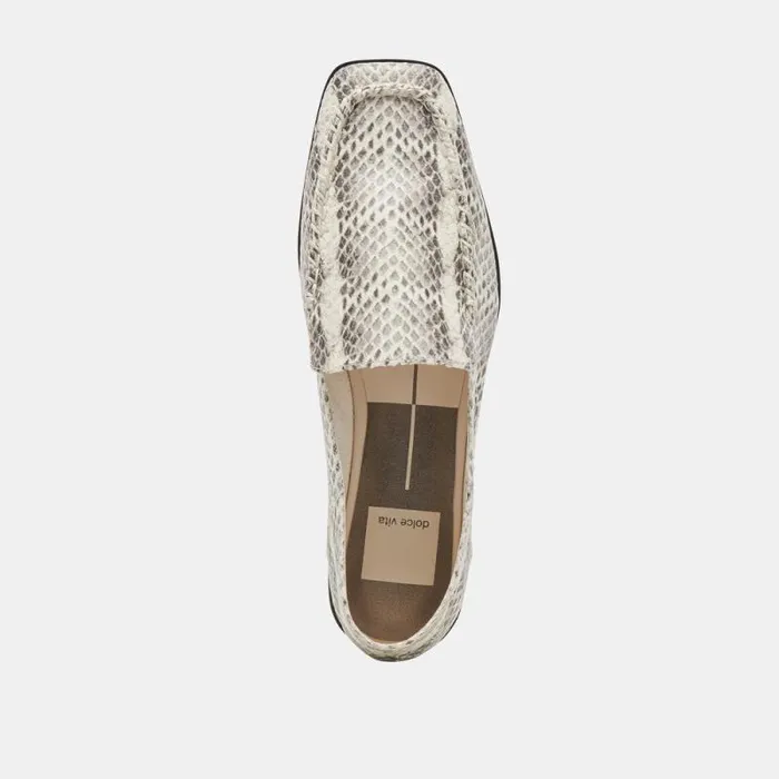 Dolce Vita Beny Flats Grey White Snake Embossed Women Flats and Loafers