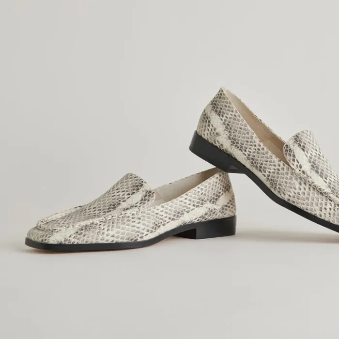 Dolce Vita Beny Flats Grey White Snake Embossed Women Flats and Loafers