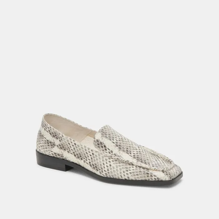 Dolce Vita Beny Flats Grey White Snake Embossed Women Flats and Loafers