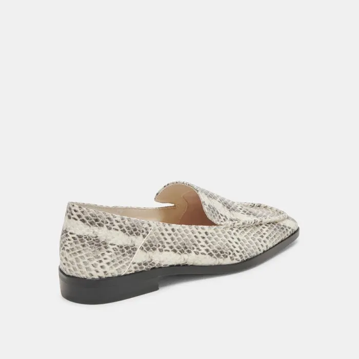 Dolce Vita Beny Flats Grey White Snake Embossed Women Flats and Loafers