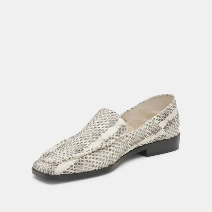 Dolce Vita Beny Flats Grey White Snake Embossed Women Flats and Loafers