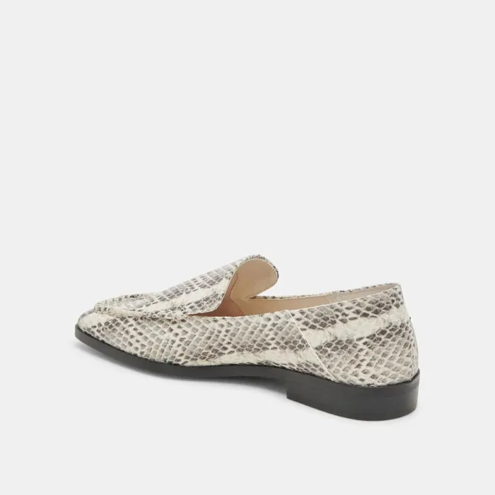 Dolce Vita Beny Flats Grey White Snake Embossed Women Flats and Loafers