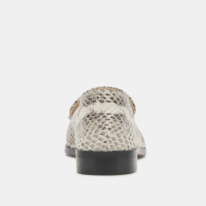 Dolce Vita Beny Flats Grey White Snake Embossed Women Flats and Loafers